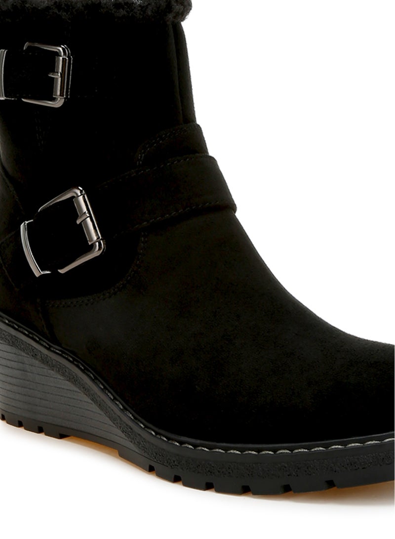 London Rag Faux Fur Harness Boots in Black  - Image 5