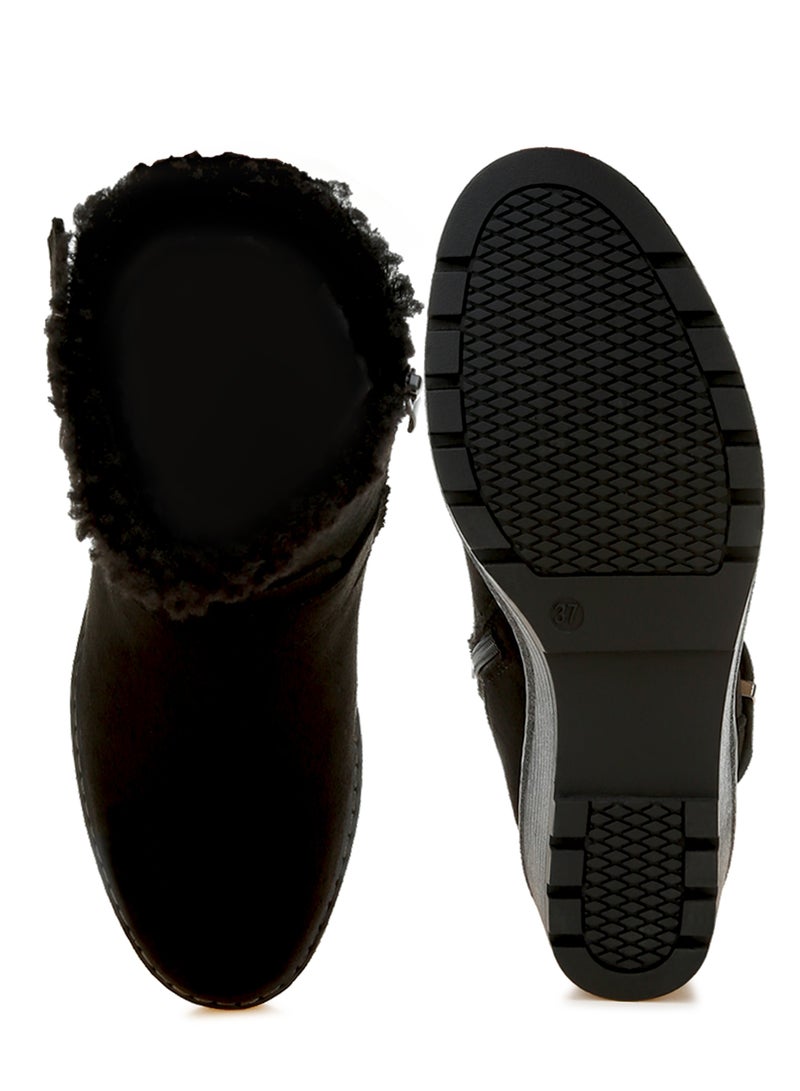 London Rag Faux Fur Harness Boots in Black  - Image 4