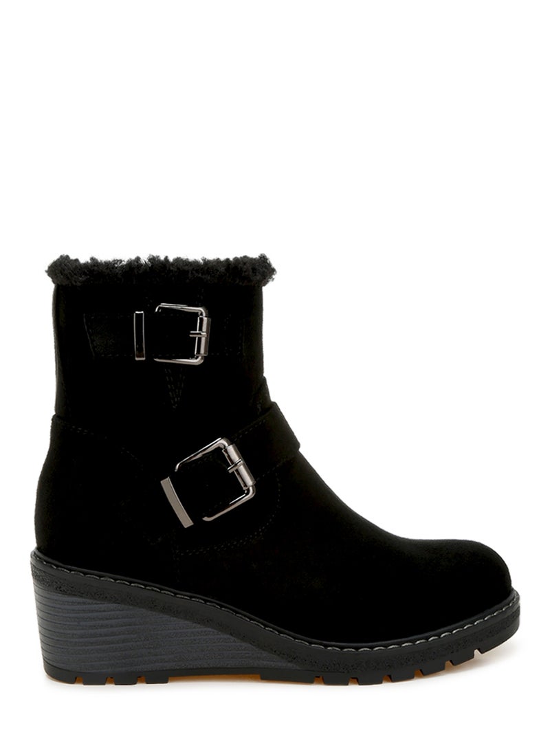 London Rag Faux Fur Harness Boots in Black  - Image 1