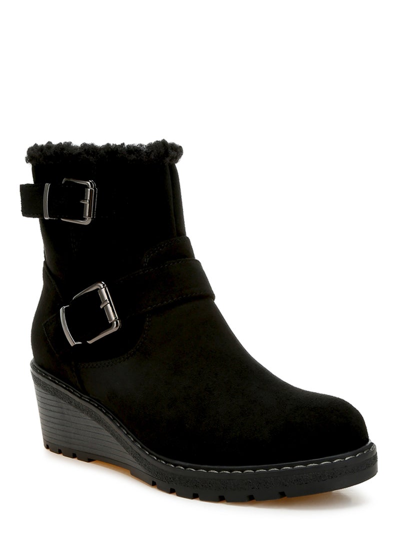 London Rag Faux Fur Harness Boots in Black  - Image 2
