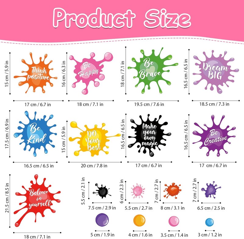 Sinekong Colorful Inspirational Quotes Wall Decals Watercolor Paint Wall Decals Ink Splatter Splotches Wall Stickers Motivational Lettering Positive Sayings Stickers for Kids Classroom Nursery Playroom School - Image 4