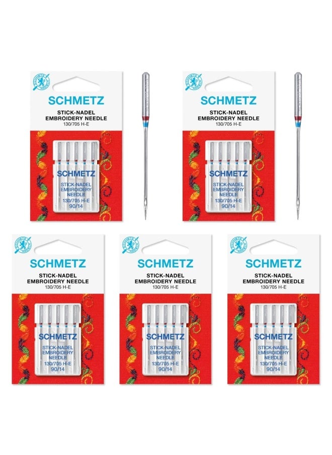 Schmetz 25   Embroidery Sewing Machine Needles 130 705H H-E Size 90 14  - Image 1