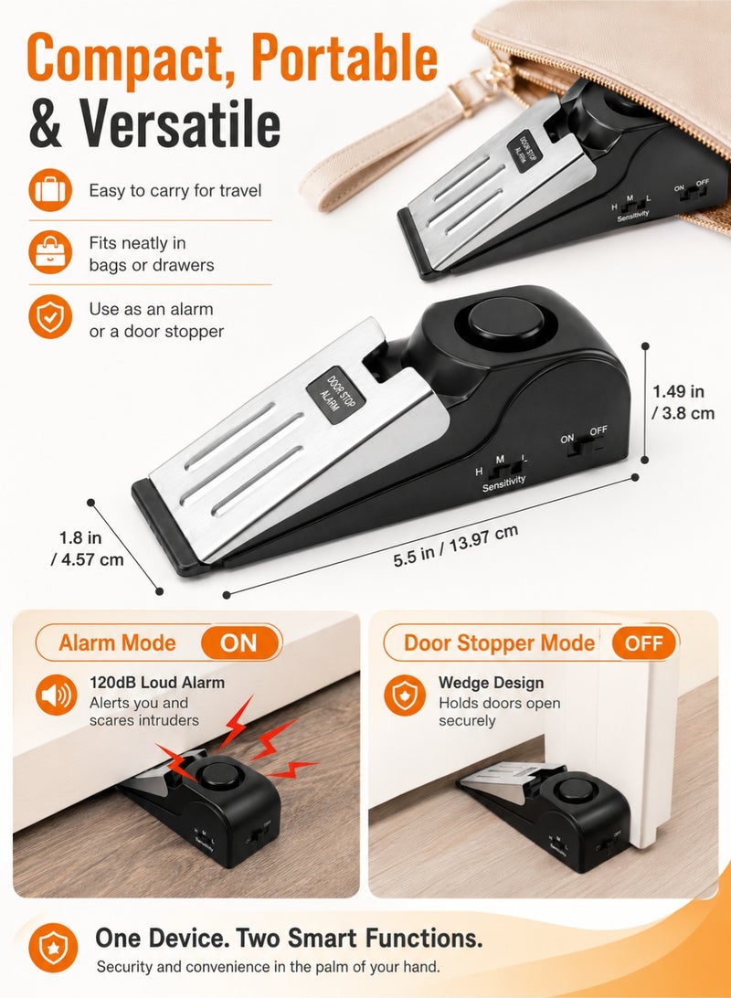 Leoxol Door Stop Alarm | 120dB Portable Door Stopper Security Alarm | Adjustable Sensitivity Wedge Door Alarm For Home Hotel Office Travel - Image 5