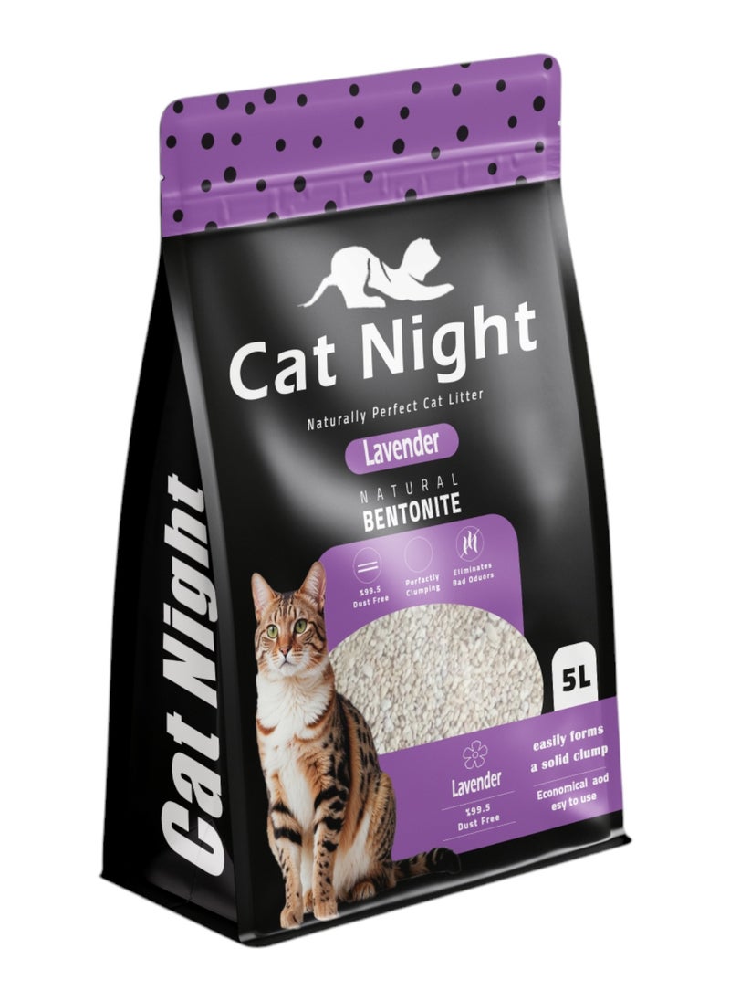 Cat Night - Cat night Fast Clumping Cat Litter Antibacterial Dust Free 5L lavender - Image 1