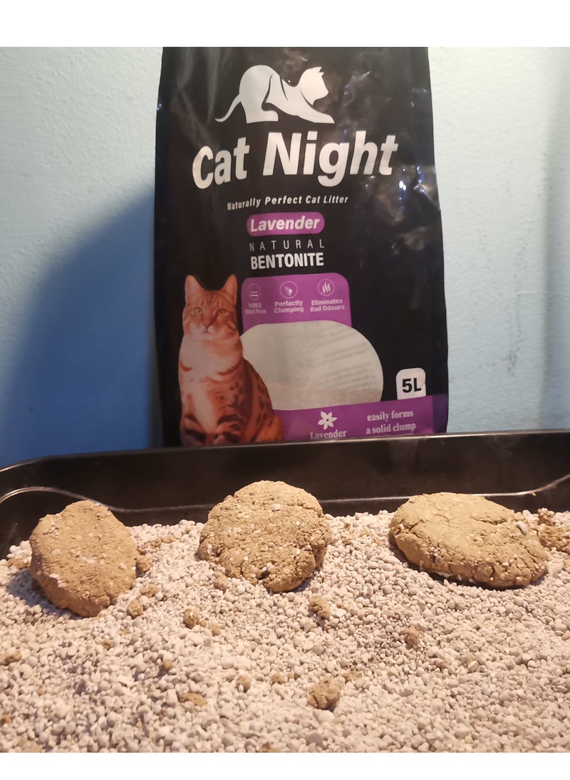 Cat Night - Cat night Fast Clumping Cat Litter Antibacterial Dust Free 5L lavender - Image 1