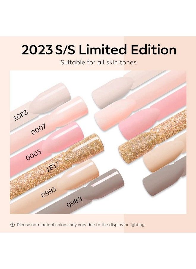 modelones - Nude Gel Nail Polish Set 6 Colors Glitter Neutral Pink Summer Gel Polish Brown Tan All Seasons Skin Tones Soak Off Manicure Home Nail Art Design Starter Kit Salon Quality Holiday Gifts For Women Girls - Image 1