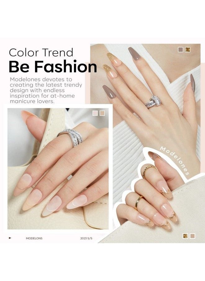 modelones - Nude Gel Nail Polish Set 6 Colors Glitter Neutral Pink Summer Gel Polish Brown Tan All Seasons Skin Tones Soak Off Manicure Home Nail Art Design Starter Kit Salon Quality Holiday Gifts For Women Girls - Image 1