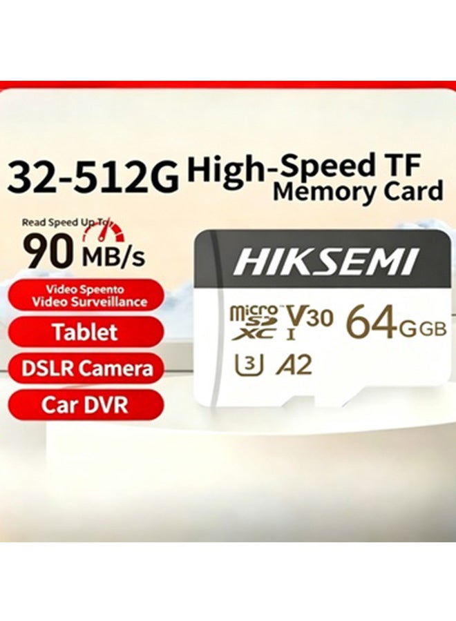 HIKSEMI 64GB Micro SDXC TF Card, A2 V30 U3 Surveillance Memory Card, Max 90MB/s Read Speed, Loop Recording Micro SD Card for Home CCTV Camera, Car DVR, DSLR Camera & Tablet - Image 2