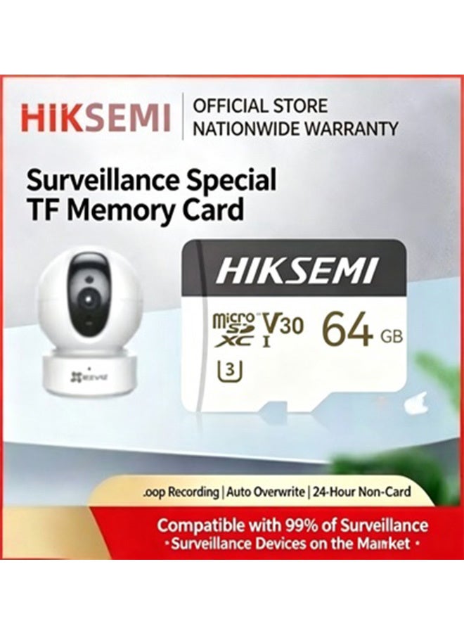 HIKSEMI 64GB Micro SDXC TF Card, A2 V30 U3 Surveillance Memory Card, Max 90MB/s Read Speed, Loop Recording Micro SD Card for Home CCTV Camera, Car DVR, DSLR Camera & Tablet - Image 3