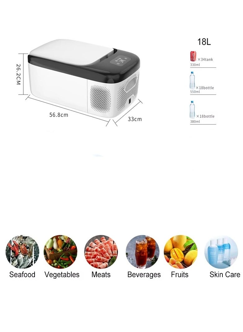 18L Car Refrigerator, Portable Home and Car Dual-use, 12V/24V DC, -20°C Compressor Fast Cooling, 37dB Super Silent, LED Touch Screen  - Image 2