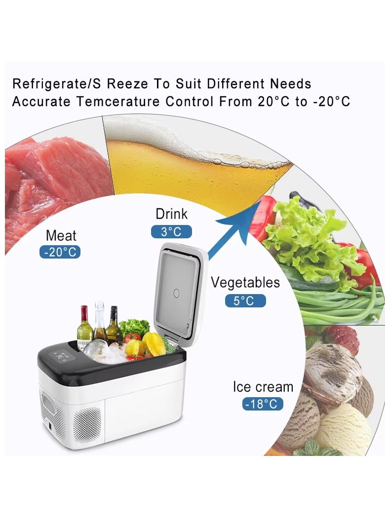 18L Car Refrigerator, Portable Home and Car Dual-use, 12V/24V DC, -20°C Compressor Fast Cooling, 37dB Super Silent, LED Touch Screen  - Image 4