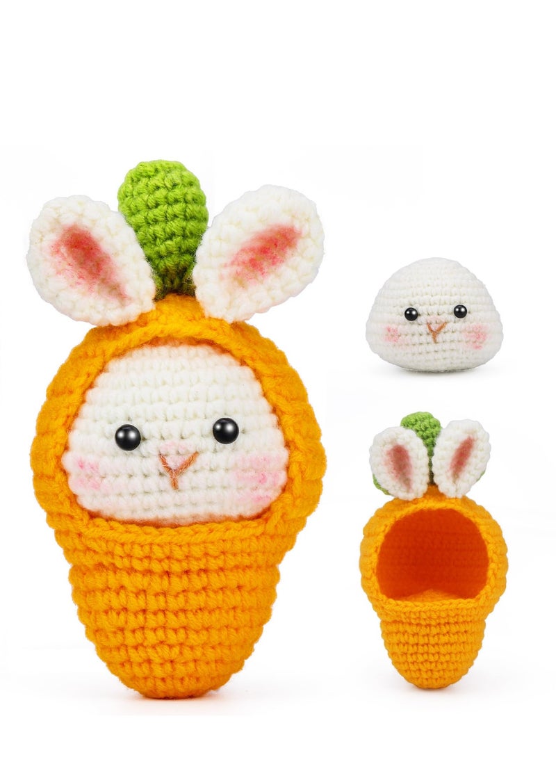 Excefore Crochet Kit for Beginners, Complete Crochet Start Kit, Crochet Animal Kit Rabbit Carrot, with Crochet Hook Set Crochet Yarn, Step-by-Step Video Tutorials, for Adult DIY Knitting Supplies  - Image 1