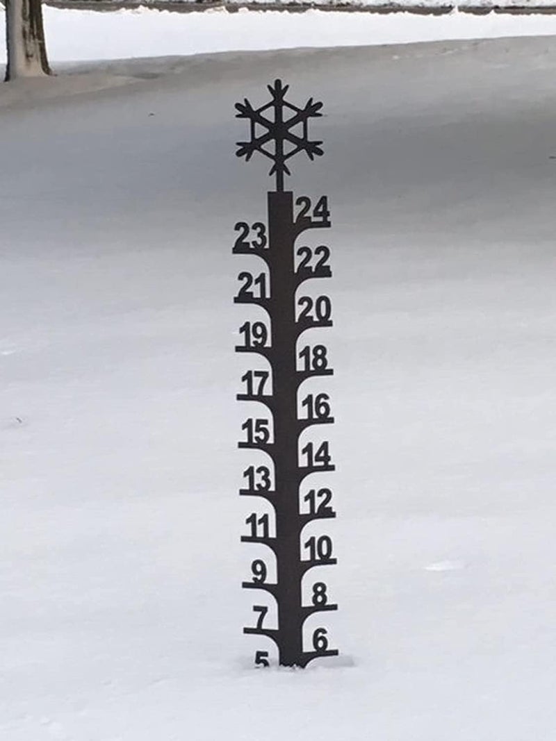 woobles Snowflake 24" Snow Gauge, Snowmobile Snowflake Snow Gauge, Handmade Metal Yard Snow Measuring Stick Garden Stakes, Christmas Rain Gauge Outdoor Decoration Gift (Black Snowflake) Black Snowflake - Image 5