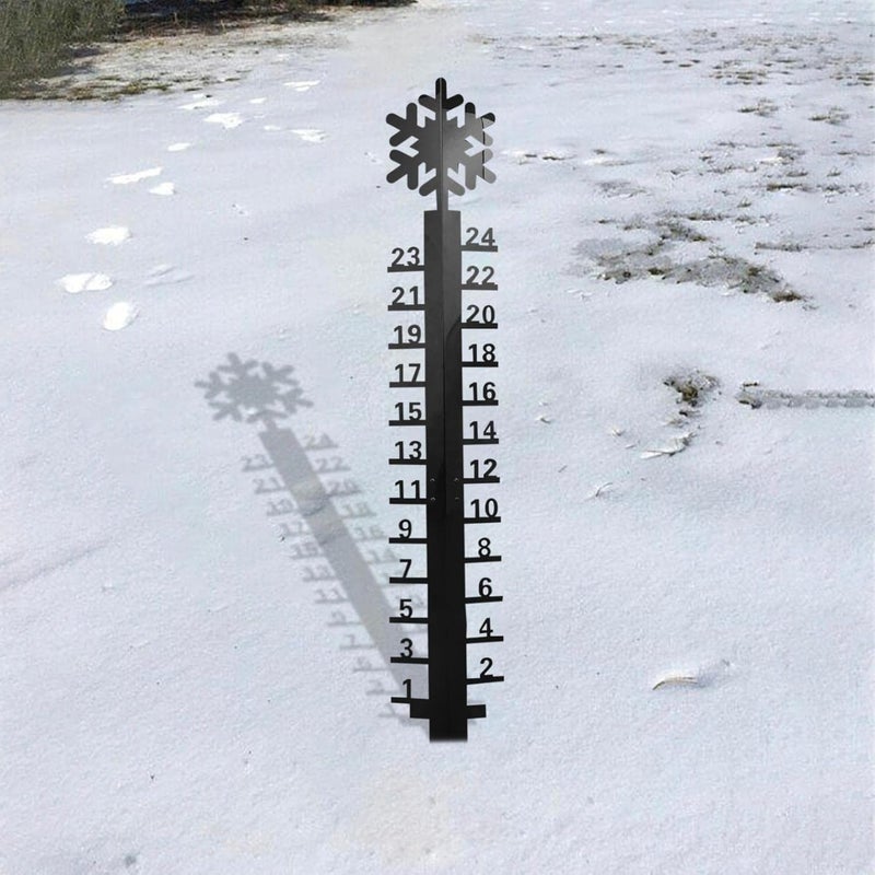 woobles Snowflake 24" Snow Gauge, Snowmobile Snowflake Snow Gauge, Handmade Metal Yard Snow Measuring Stick Garden Stakes, Christmas Rain Gauge Outdoor Decoration Gift (Black Snowflake) Black Snowflake - Image 1