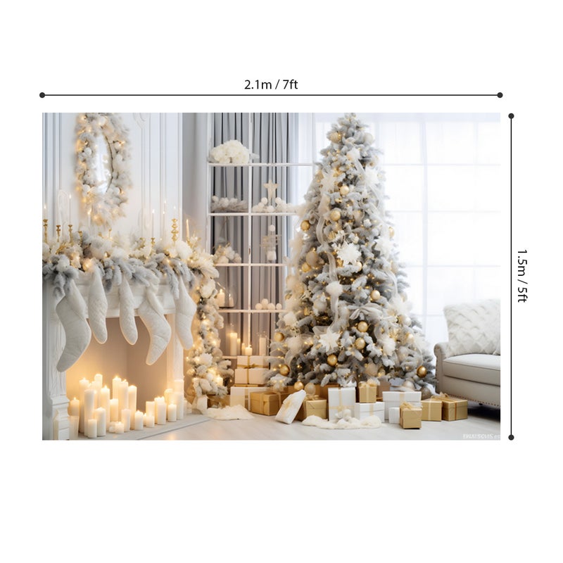 2.1 * 1.5m/ 7 * 5ft Christmas Backdrop Photography Background Portrait Photography Backdrops Photo Studio Props for Christmas Decoration Baby Children Portrait Photos Party - Image 3