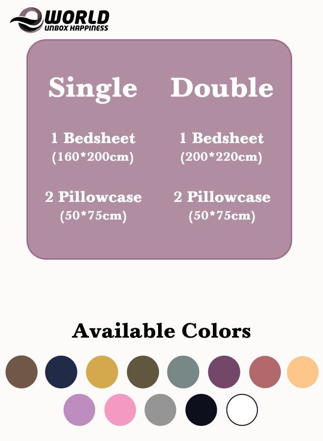 Eworld 3 Piece Luxury Pink Striped Bed Sheet Set with 1 flat Sheet and 2 Pillowcases for Hotel and Home Crafted from Ultra Soft and Breathable Microfiber Blend for Year-Round Comfort, (Single/Double) - Image 2