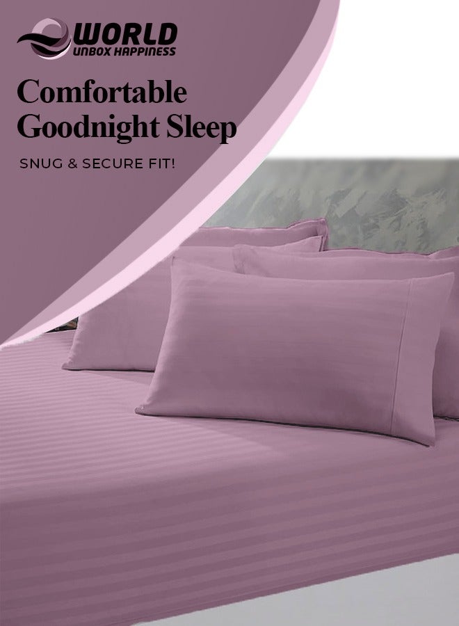 Eworld 3 Piece Luxury Pink Striped Bed Sheet Set with 1 flat Sheet and 2 Pillowcases for Hotel and Home Crafted from Ultra Soft and Breathable Microfiber Blend for Year-Round Comfort, (Single/Double) - Image 4