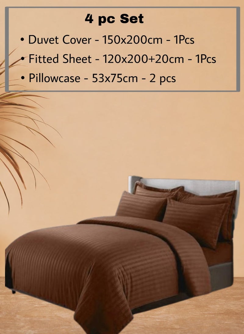 REDTOMMY Single Size 4-Piece Duvet Cover Bedding Set – Duvet Cover(150x200cm), Fitted Sheet(120x200+20cm) & 2 Pillowcases(53x75cm),color - Brown - Image 2