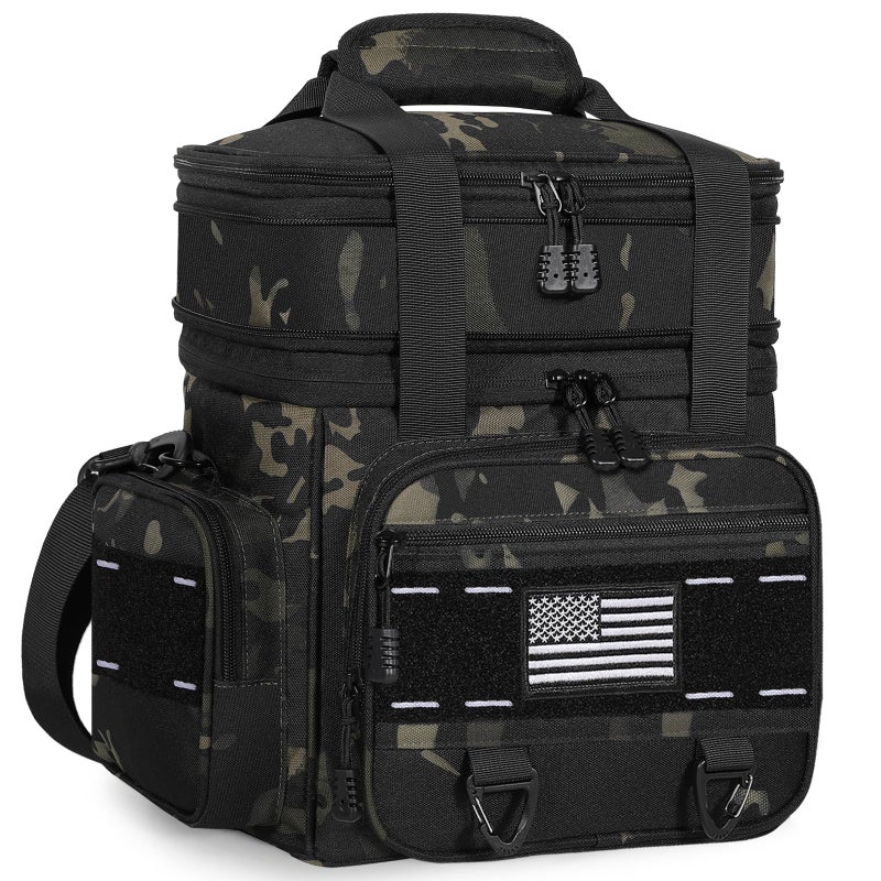 Expandable Tactical Lunch Box XLarge Insulated Lunch Cooler Bag Heavy Duty Leakproof Lunch Pail for Men Adults Work Office Outdoor Picnic Trips25LBlackCamo