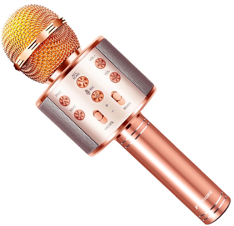 FINYIORE Microphone for Kids Voice Change Karaoke Microphone Kids Girl Gifts Handheld Wireless Bluetooth Microphone Home Party Favor Mic Microphones Kids Christmas Birthday Gifts - Image 2