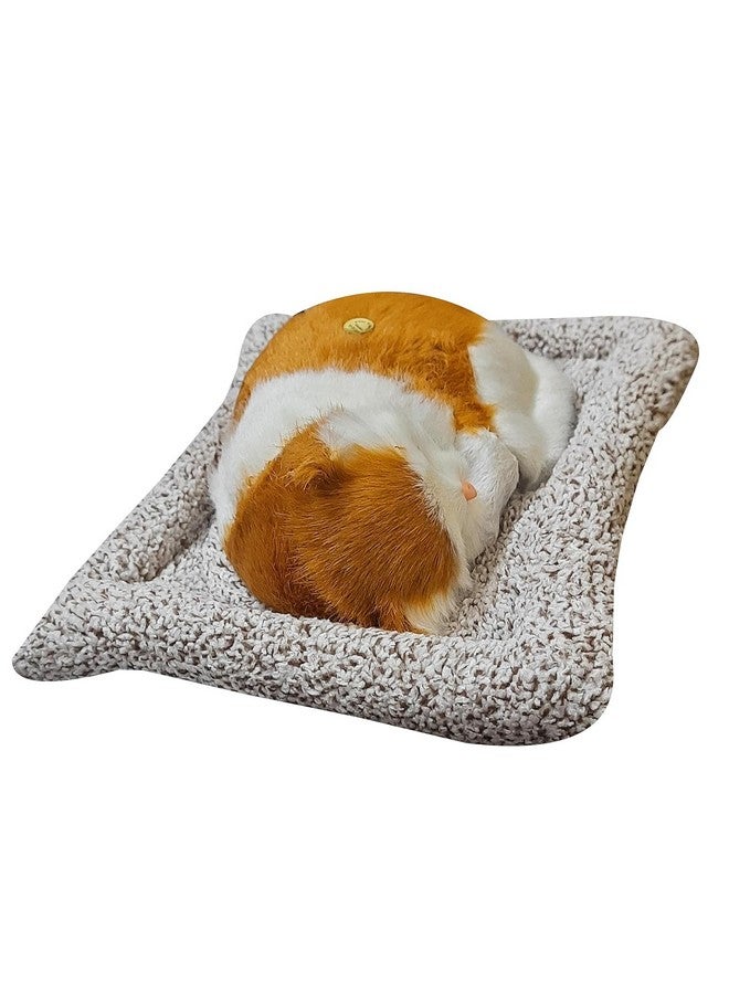 Tickles Sleeping Cat On Carpet Silicone Animal Toy for Kids Car Dashboard & Office Desk (Color: Orange & White Size: 8 cm) - Image 3