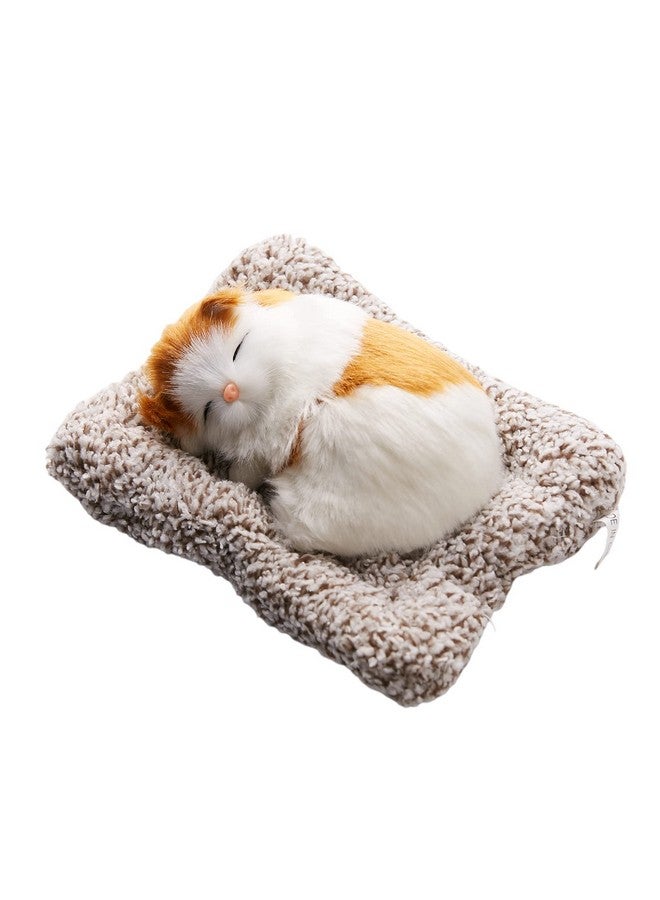 Tickles Sleeping Cat On Carpet Silicone Animal Toy for Kids Car Dashboard & Office Desk (Color: Orange & White Size: 8 cm) - Image 4