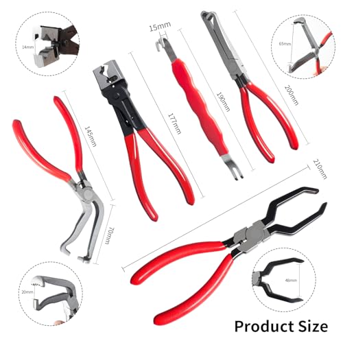 WAMEIJU 5 Pieces Electrical Disconnect Pliers for Cars, Automotive Electrical Plug Connector Disconnect Tool and Connector Separator and Hose Clamp Pliers - Image 2