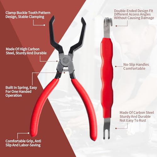 WAMEIJU 5 Pieces Electrical Disconnect Pliers for Cars, Automotive Electrical Plug Connector Disconnect Tool and Connector Separator and Hose Clamp Pliers - Image 3
