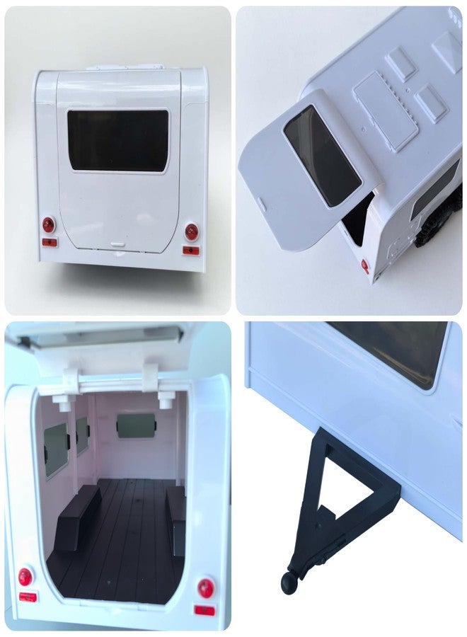 LAFEINA Travel Trailer with Hitch, Camper Trailer with 4x1.0 Tires for 1/18 RC Crawler Car TRX4M Upgrade Accessory (White) - Image 4
