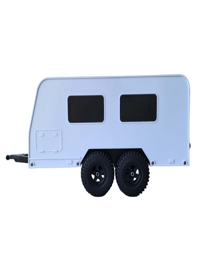 LAFEINA Travel Trailer with Hitch, Camper Trailer with 4x1.0 Tires for 1/18 RC Crawler Car TRX4M Upgrade Accessory (White) - Image 2
