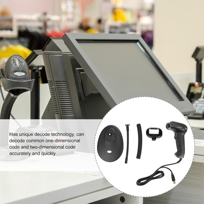 Wired USB Barcode Scanner with Stand Fast Accurate POS Retail Warehouse Computer Use - Image 5