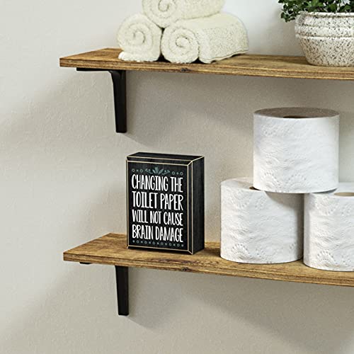 J JACKCUBE DESIGN Rustic Black Wooden Funny Bathroom Classic Sign Box, Changing The Toilet Paper Will Not Cause Brain Damage- Home Décor Signs with Sayings - MK1067A - Image 4