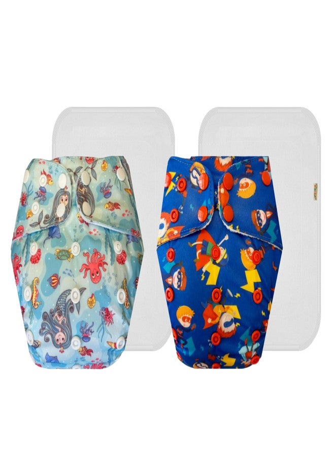 حفاضات دمبلدو القماشية الممتازة مع حشوة قطنية (عبوة من قطعتين) | ملائمة تمامًا | مانعة للتسرب | أزرار كبس قابلة للتعديل | مصممة من قبل الأمهات | من 3 أشهر إلى 3 سنوات | للجنسين - Image 1