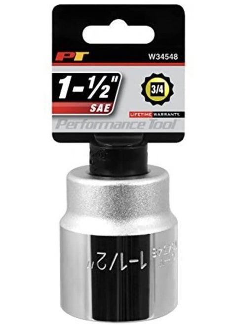 Performance Tool W34548 3/4-Inch Drive 12-Point SAE Standard Socket, 1-1/2-Inch
