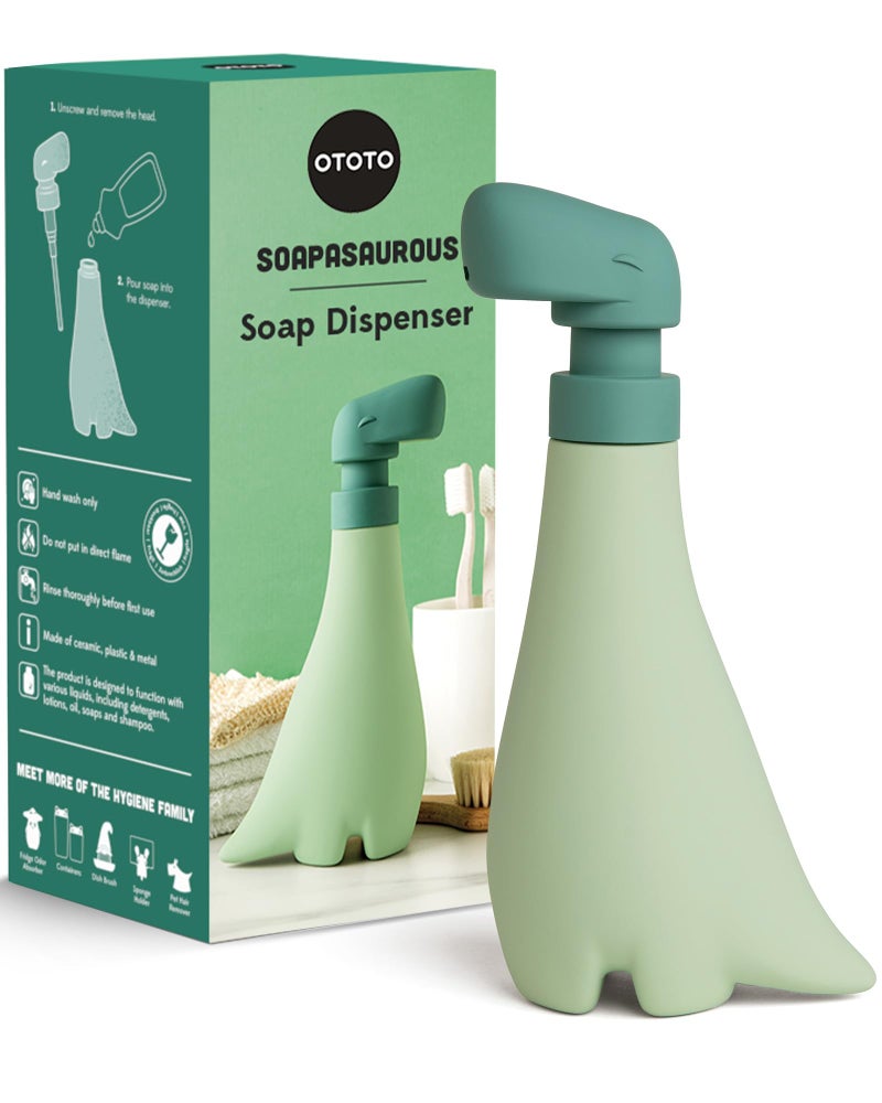 OTOTO New Soapasaurous Dino Hand Soap Dispenser - Cute Bathroom Accessories, Liquid Dish Soap Dispenser, Dinosaur, Cute Kitchen Accessories, Gifts for Kids - Image 1