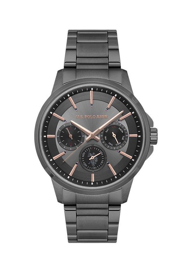 U.S. Polo Assn. Crossing Men's 44mm Watch with Black Dial, Rose Gold Accents & Brown Leather Strap - USPA1000B-04  - Image 1