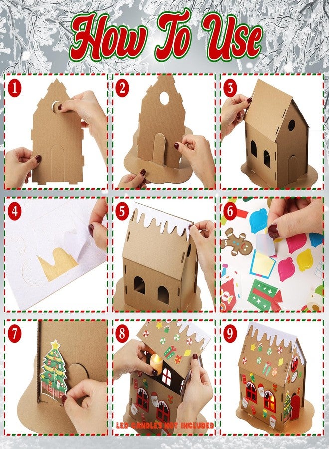 Yunsailing 3 Sets Christmas Gingerbread House Kit Christmas Craft Kit Cardboard Gingerbread House Decor Make Holiday Crafts for Party DIY Supplies - Image 4