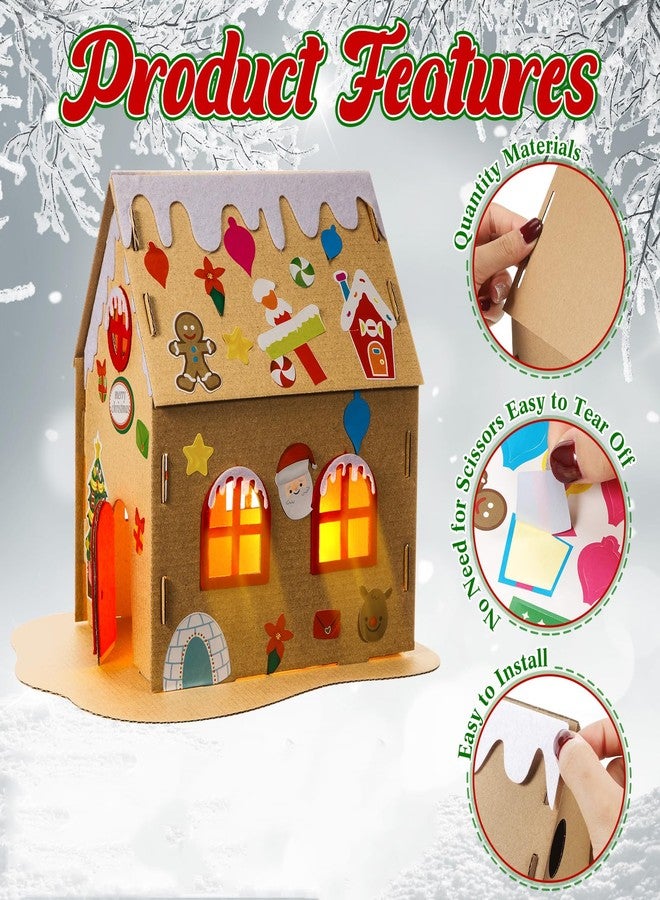 Yunsailing 3 Sets Christmas Gingerbread House Kit Christmas Craft Kit Cardboard Gingerbread House Decor Make Holiday Crafts for Party DIY Supplies - Image 5