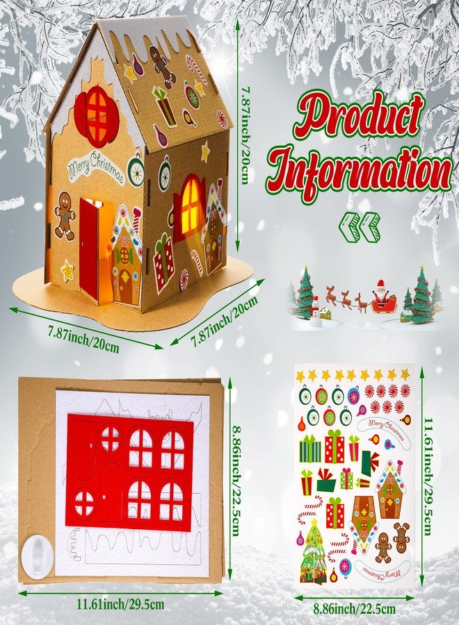 Yunsailing 3 Sets Christmas Gingerbread House Kit Christmas Craft Kit Cardboard Gingerbread House Decor Make Holiday Crafts for Party DIY Supplies - Image 3