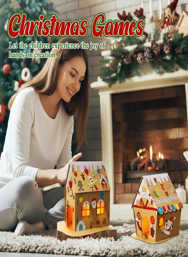 Yunsailing 3 Sets Christmas Gingerbread House Kit Christmas Craft Kit Cardboard Gingerbread House Decor Make Holiday Crafts for Party DIY Supplies - Image 2