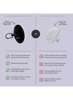 JUPITER Jupiter Exfoliator Brush For Removing Dandruff & Build-Up - Detangling Scrubber For Wet or Dry Hair - Supports Circulation & Growth - For All Hair Types - Black  - Image 4