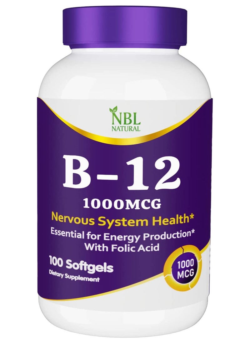 NBL Natural فيتامين ب12، 1000 ميكروجرام، 100 قرص  - Image 1