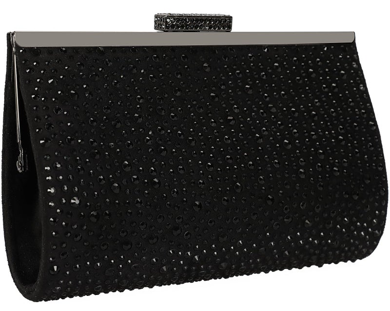 DEXMAY DM DEXMAY Crystal Clutch Purse for Women Rhinestone Frame Clutch Handbag for Party Black - Image 2