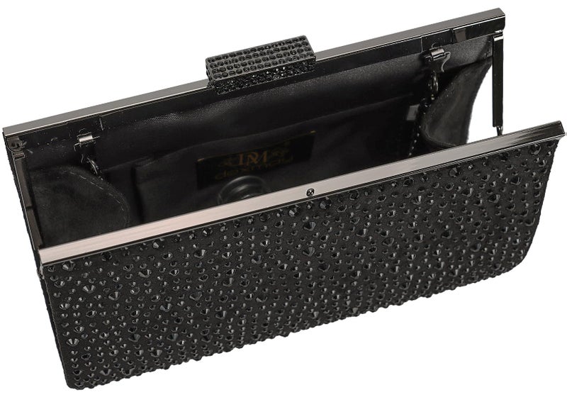 DEXMAY DM DEXMAY Crystal Clutch Purse for Women Rhinestone Frame Clutch Handbag for Party Black - Image 5