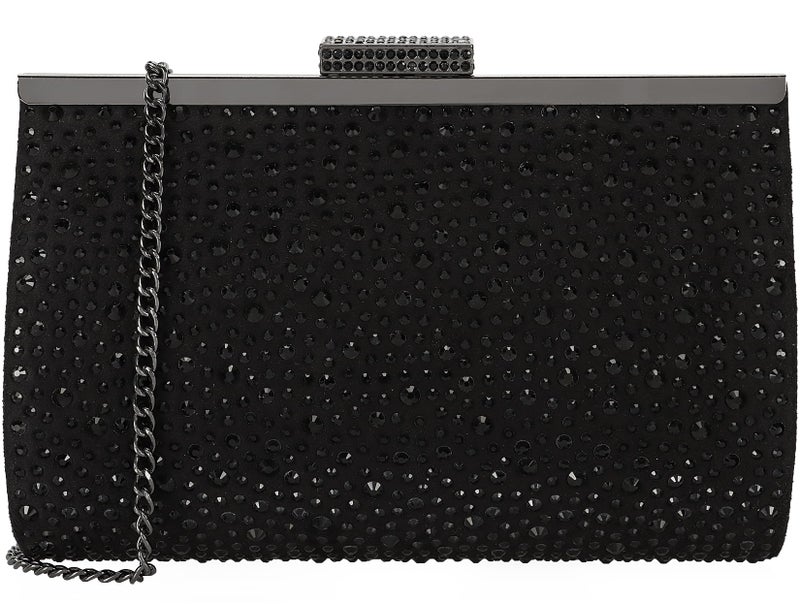 DEXMAY DM DEXMAY Crystal Clutch Purse for Women Rhinestone Frame Clutch Handbag for Party Black - Image 1