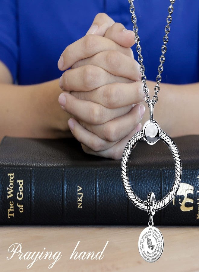 QeenseKc Serenity Prayer Medal Pendant Charm Praying Hands Bead for Pandora Bracelet - Image 3