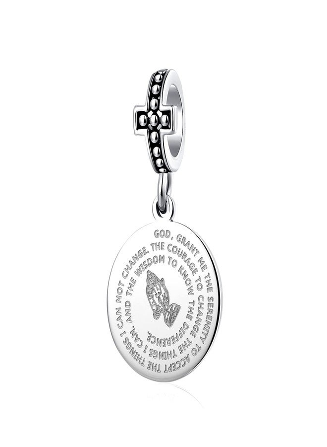 QeenseKc Serenity Prayer Medal Pendant Charm Praying Hands Bead for Pandora Bracelet - Image 1
