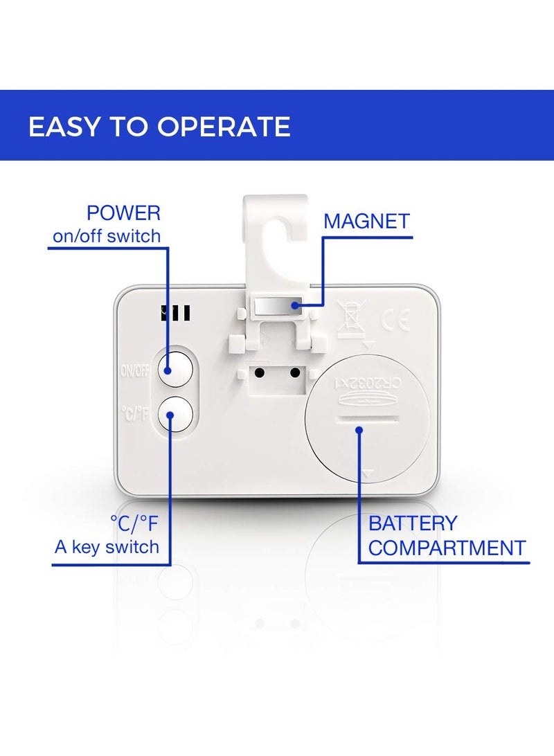 كاست ويف مقياس حرارة الثلاجة الرقمي، قطعتان من مقياس حرارة غرفة الفريزر المقاوم للماء، مقياس حرارة عالي الدقة للثلاجة مع خطاف للمطبخ والمنزل، فهرنهايت () أو مئوية () - Image 4