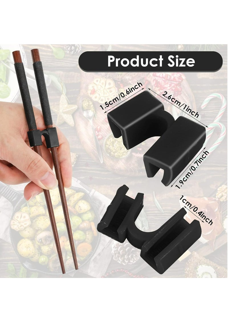 5 Pieces Reusable Chopsticks Helpers Training Chopstick Hinges Connector Practice Chinese Chopstick Helper for Adults, Kids, Beginner, Trainers (Black)  - Image 2