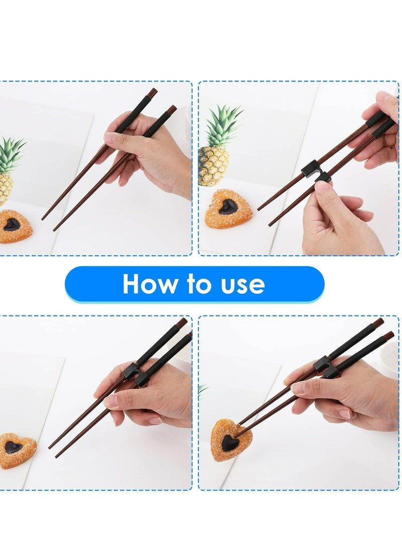 5 Pieces Reusable Chopsticks Helpers Training Chopstick Hinges Connector Practice Chinese Chopstick Helper for Adults, Kids, Beginner, Trainers (Black)  - Image 5